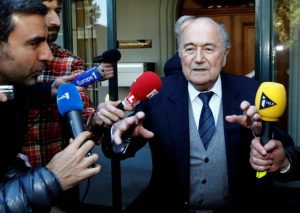 File photo of former FIFA President Blatter leaving the CAS in Lausanne