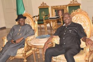 Former President Jonathan visits Nyesom Wike TVC