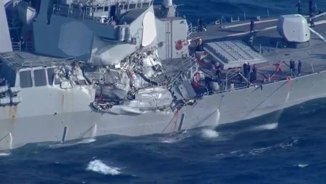 US Navy ship and oil tanker collide near Singapore