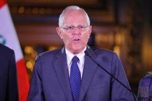 Peruvian President Pedro Pablo Kuczynski  addresses the nation at the Government Palace in Lima