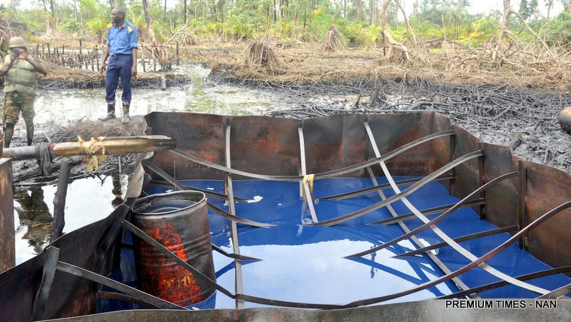 Nigerian Navy destroys illegal refineries in Rivers State