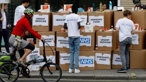 Protesters demonstrate against the possible stockpiling of medecines and food in the event of a no-deal Brexit in London