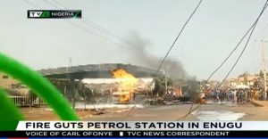 Fire guts filling station in enugu-TVC