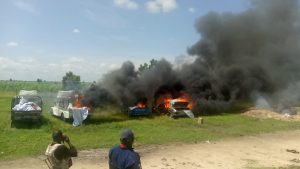 Army burns down four trucks of fish allegedly owned by Boko Haram