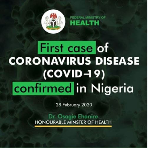 Just in: First case of corona virus confirmed in Nigeria