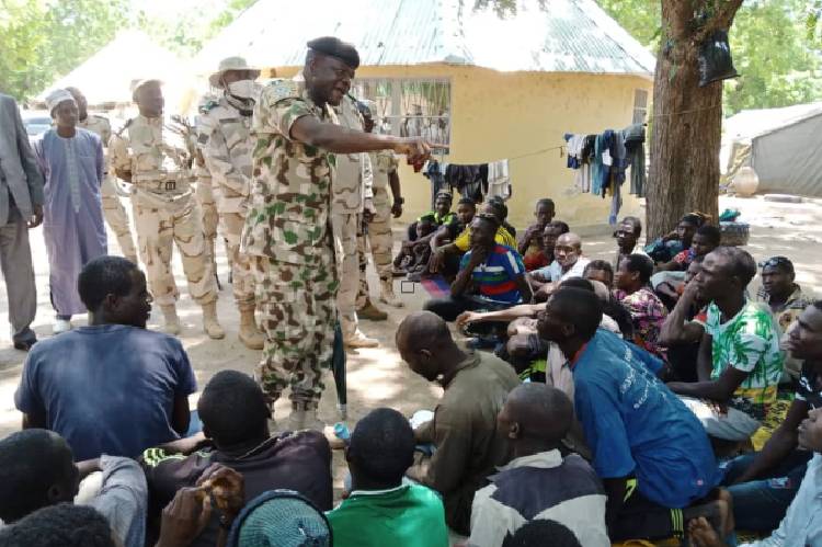 MNJTF Commander meets surrendered ISWAP/Boko Haram insurgents in Cameroon