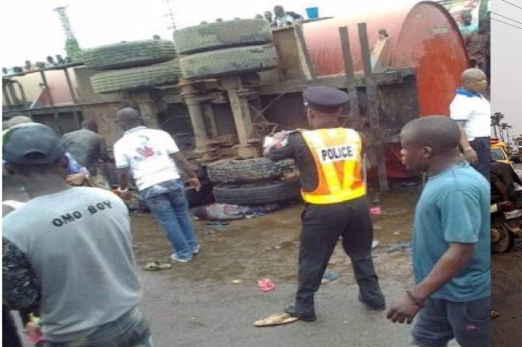 Fallen tanker kills two women in Lagos