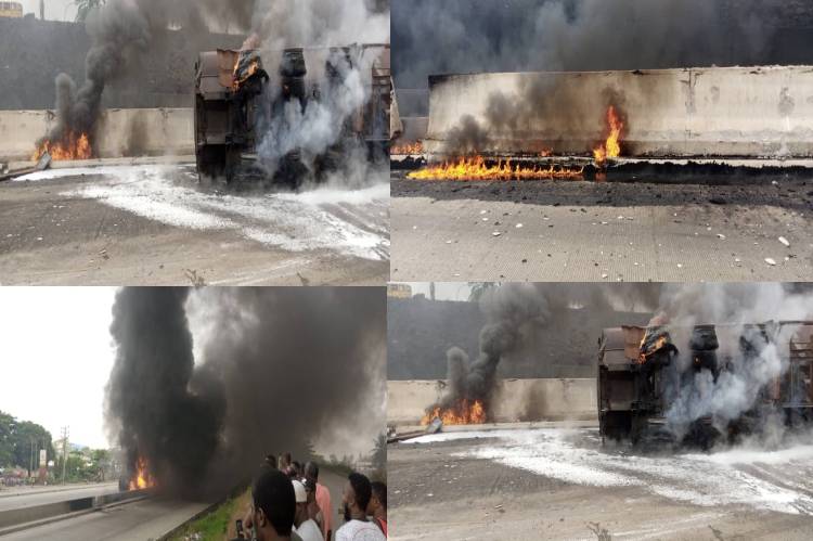 Fuel laden tanker explodes along Oshodi Apapa-Expressway