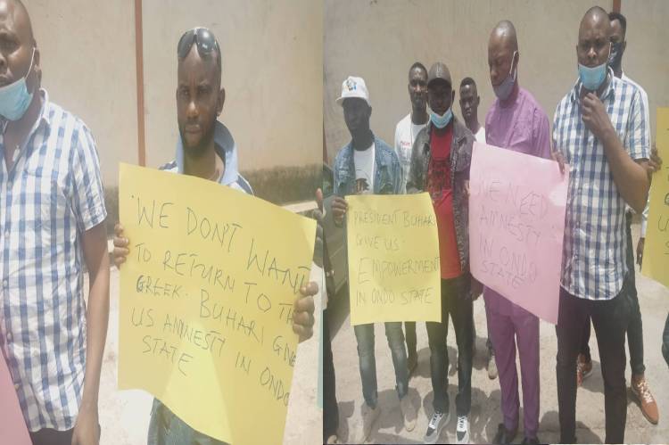 Former Niger Delta militants protest in Ondo