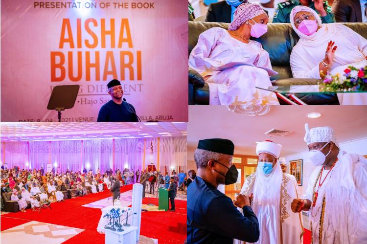 Photos: Osinbajo, Tinubu, Ooni of Ife, Sultan, others attend Aisha Buhari’s book launch