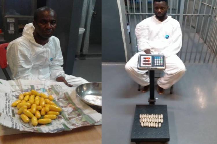 Two drug traffickers excrete 191 pellets of cocaine, heroin at Lagos Airport