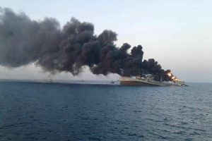 Iranian  warship sinks in Gulf of Oman after catching fire