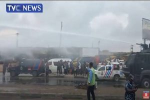 Updated: Police disperse agitators at Ojota with water cannon, teargas