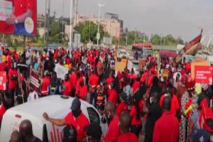 Opposition youth activists protest against federal police in Ghana