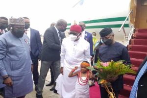 Osinbajo arrives Asaba, to inaugurate State Secretariat, 8.5mw Power plant