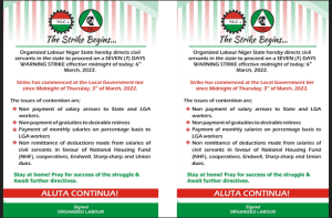 Labour begins seven-day warning strike in Niger