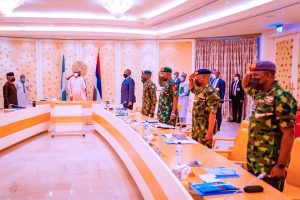 Buhari meets service chiefs, Ministers in Aso Rock Villa 