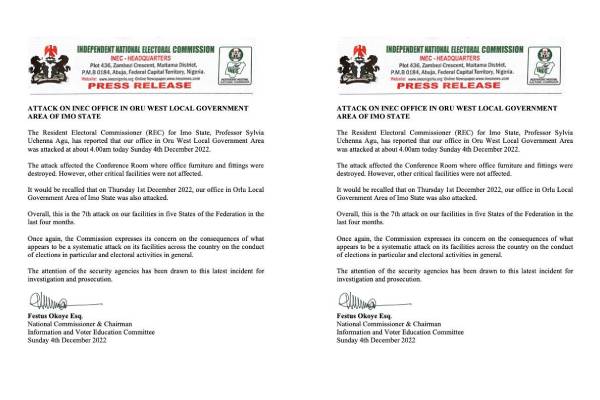 INEC ON IMO ATTACKS