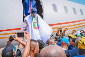 Tinubu arrives Akure for presidential campaign