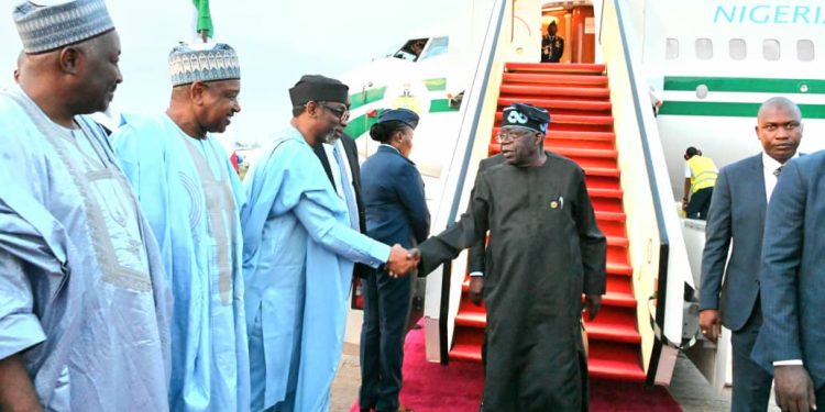 Tinubu returns To Abuja from Guinea-Bissau