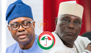 Governor-Seyi-Makinde-PDP-logo-and-Atiku-Abubakar