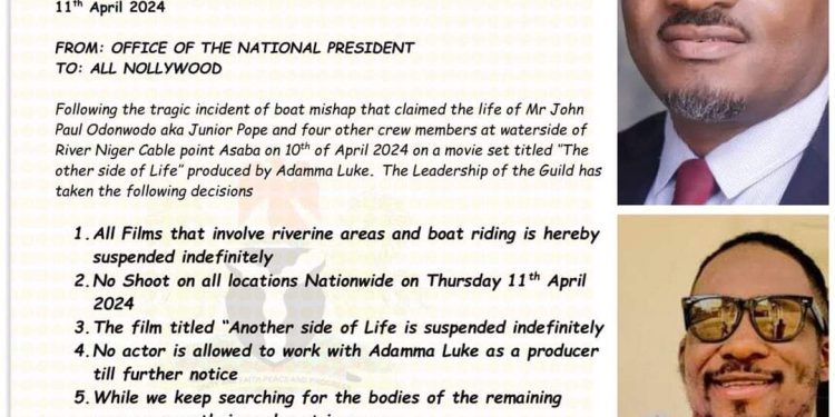 AGN confirms death of Jnr Pope, suspends all films involving boat riding