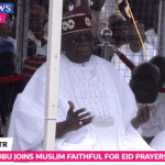 President Tinubu joins Muslim faithful to observe Eid-el Fitr prayers in Lagos