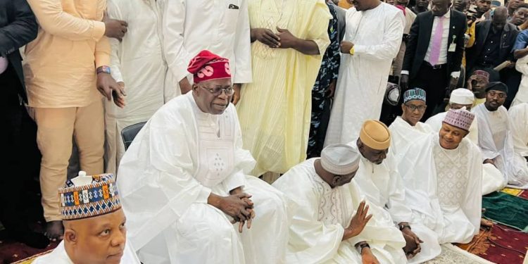 President Tinubu observes Juma'at prayer at Dolphin Estate Central Mosque