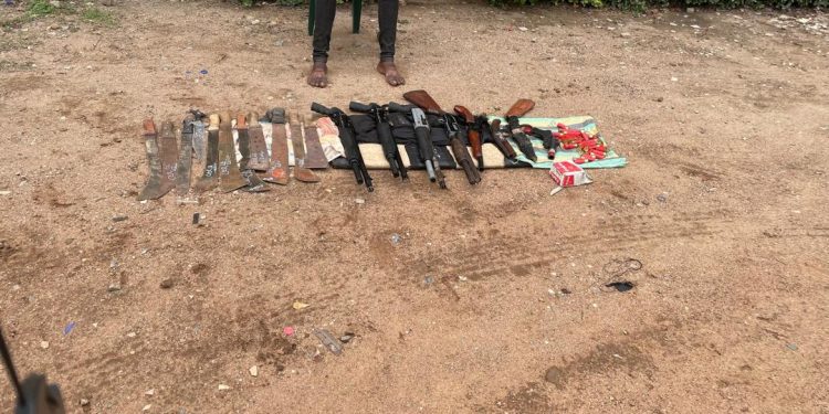 Police parade one suspect over possession of guns, firearms