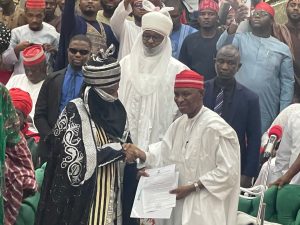 BREAKING: Gov Yusuf presents appointment letter to Emir Sanusi II