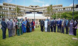 The UN Resident Coordinator, Heads of Agencies, Government functionaries and families of late colleagues at the UN House in Abuja