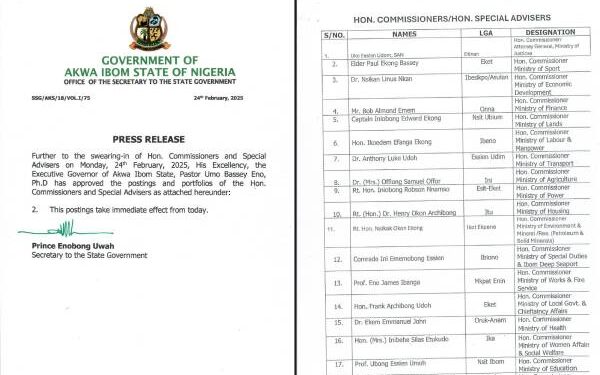Governor Eno Swears In New Commissioners, Advisers In Akwa Ibom