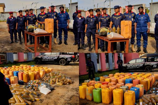 Oil thieves flee as NSCDC seizes 70 Kegs of PMS, other exhibits in Badagry