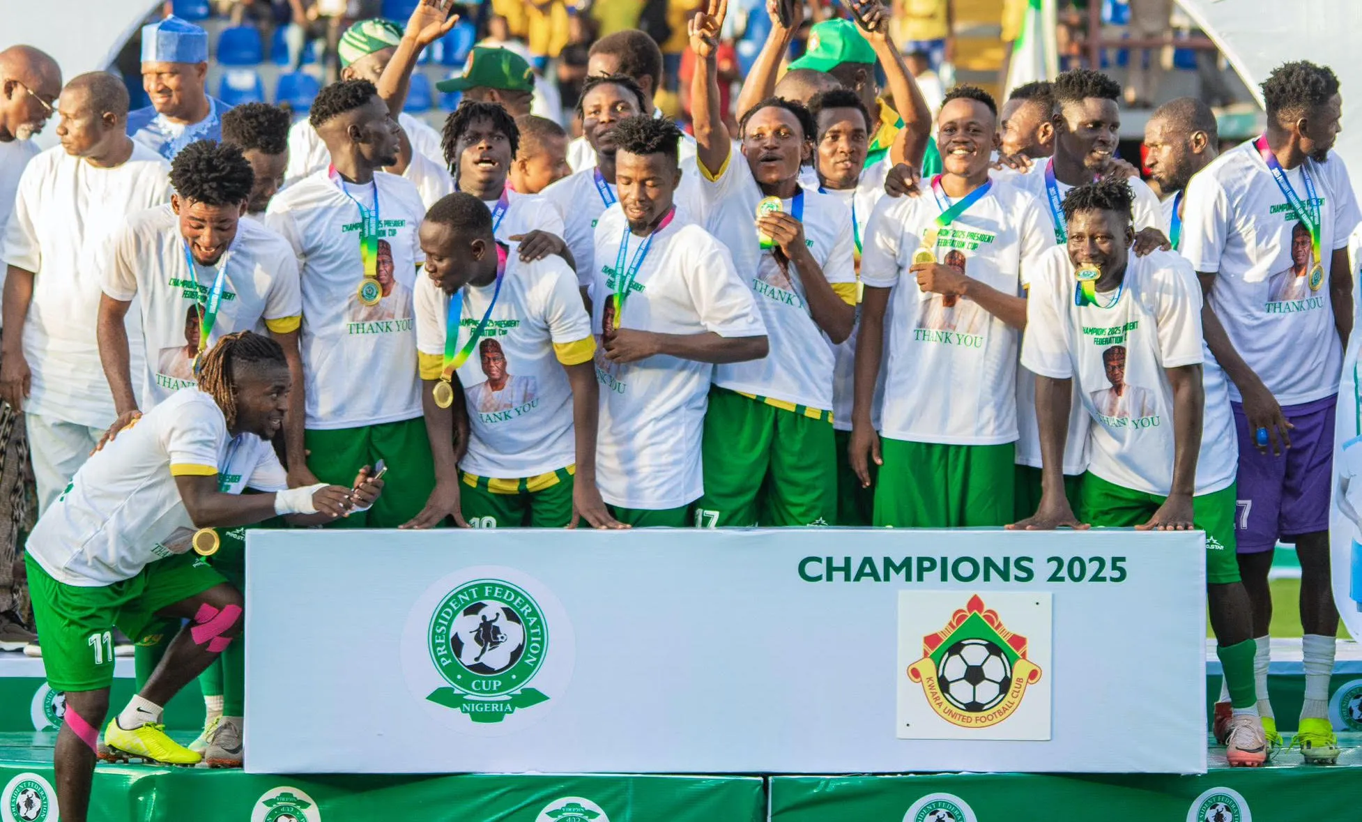 Following the victory of Kwara United Football Club in the President Federation Cup, Governor AbdulRahman AbdulRazaq has announced a gift of five million naira and a plot of land at the Ilorin Smart City for each of the players.