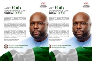 Senator Ekpenyong Felicitates Nigerians At 65th Independence Anniversary