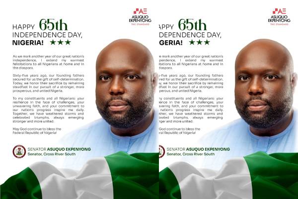 Senator Ekpenyong Felicitates Nigerians At 65th Independence Anniversary